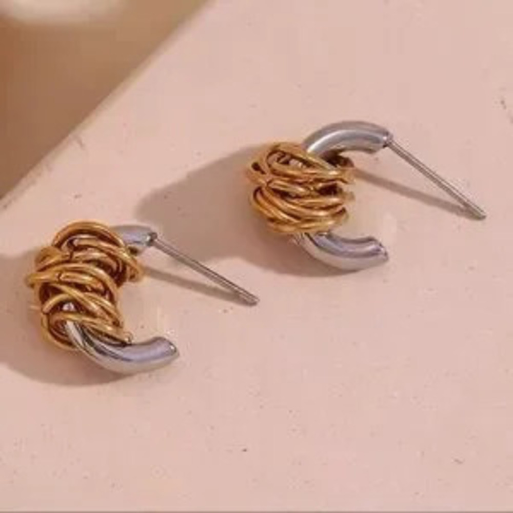 Wrapped C-shaped Earrings Tarnish Free 316L Stainless Steel